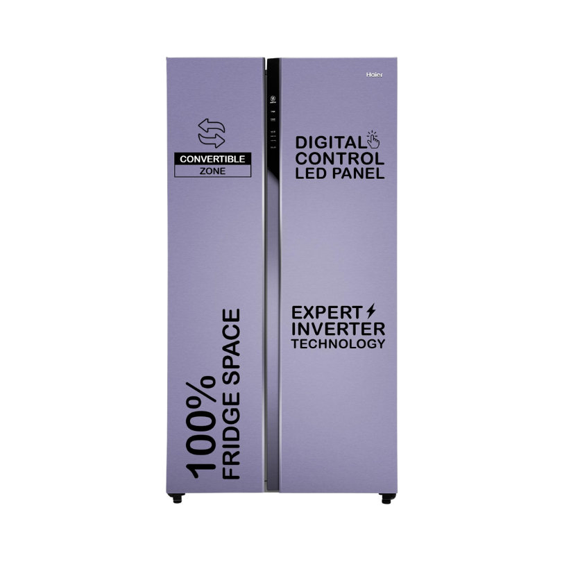 Haier 596 L Frost Free Side by Side Convertible Refrigerator (HES-690IM, Inox Marine)