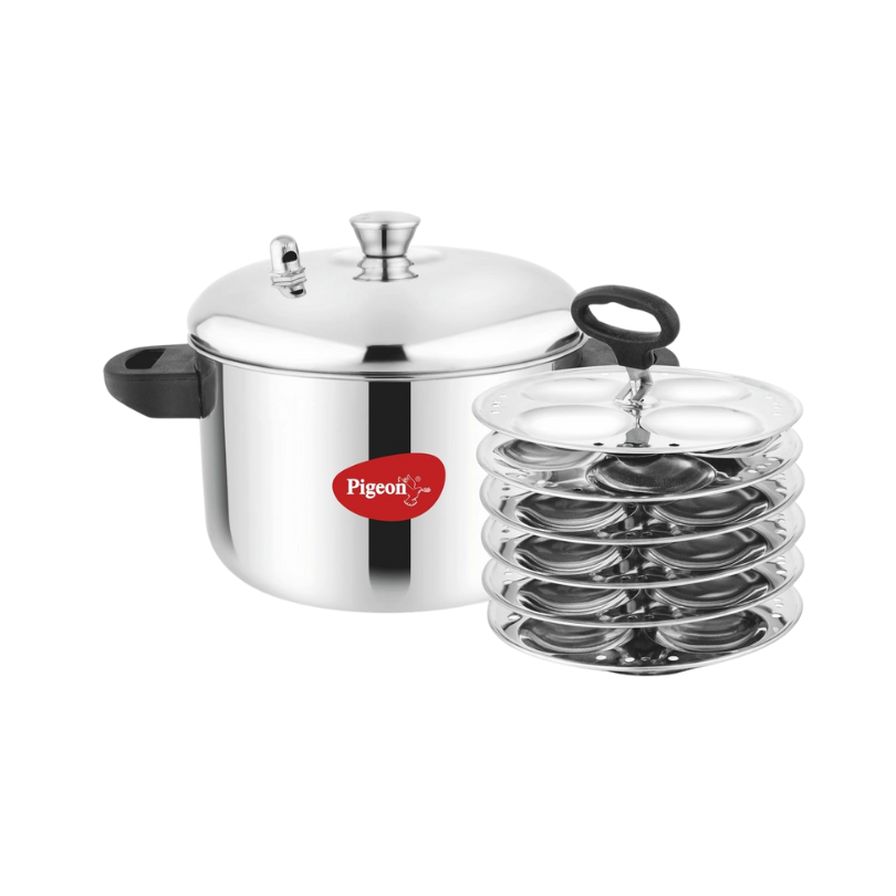 Pigeon Stainless Steel Idli Maker – 6 Plates, Model 15600