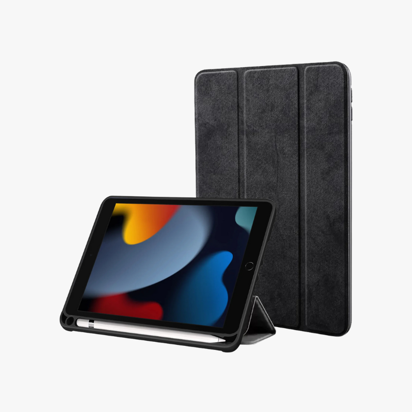 Robustrion Smart Flip Stand Case with Pencil Holder for iPad 10.2" (7th, 8th, 9th Gen) – Black