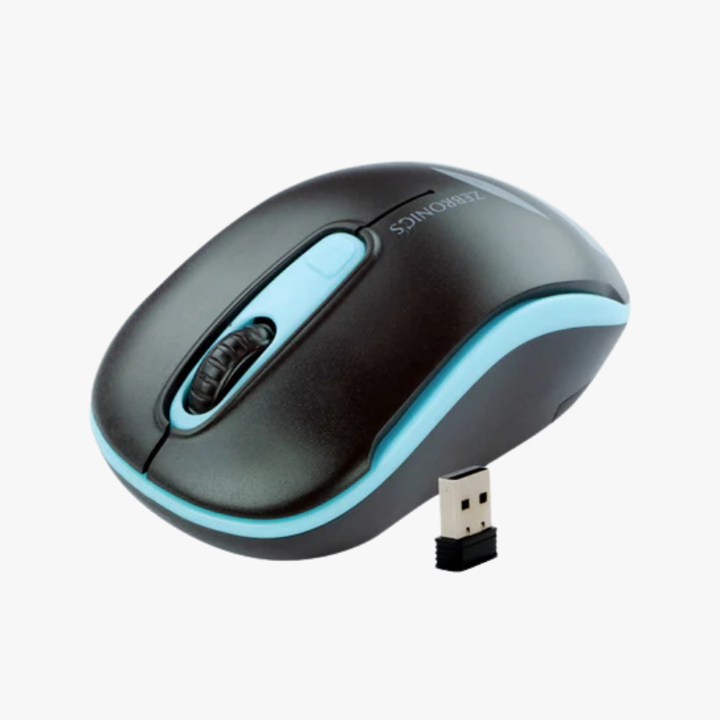 Zebronics ZEB-DASH Wireless Optical Mouse – 2.4GHz, 1600 DPI, 4 Buttons, Nano Receiver (Black)